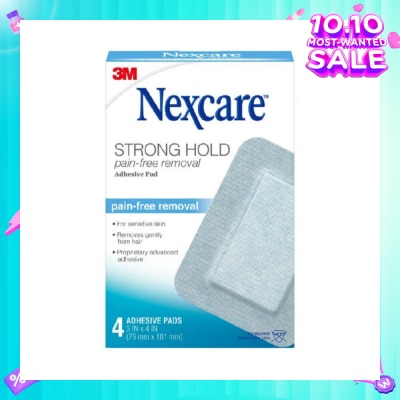 NEXCARE™ Strong Hold Pain Free Removal Adhesive Pad (76mm x 101mm) For Sensitive Skin 4s
