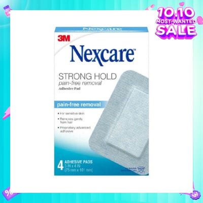NEXCARE™ Strong Hold Pain Free Removal Adhesive Pad (76mm x 101mm) For Sensitive Skin 4s