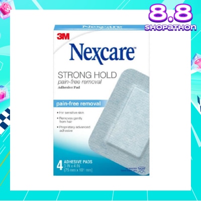 NEXCARE™ Strong Hold Pain Free Removal Adhesive Pad (76mm x 101mm) For Sensitive Skin 4s