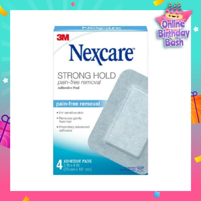 NEXCARE™ Strong Hold Pain Free Removal Adhesive Pad (76mm x 101mm) For Sensitive Skin 4s