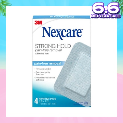 NEXCARE™ Strong Hold Pain Free Removal Adhesive Pad (76mm x 101mm) For Sensitive Skin 4s