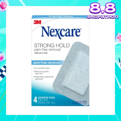 NEXCARE™ Strong Hold Pain Free Removal Adhesive Pad (76mm x 101mm) For Sensitive Skin 4s
