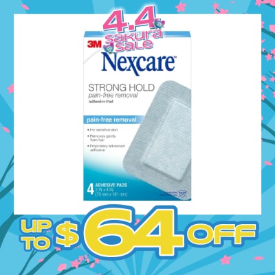 NEXCARE™ - Strong Hold Pain Free Removal Adhesive Pad (76mm x 101mm) For Sensitive Skin 4s