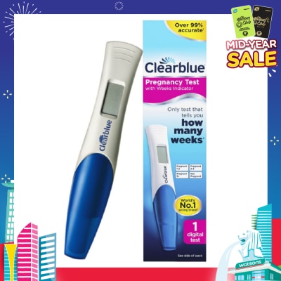 CLEARBLUE Digital Pregnancy Test with Weeks Indicator (Over 99% Accurate + Clear Results in Words) 1s