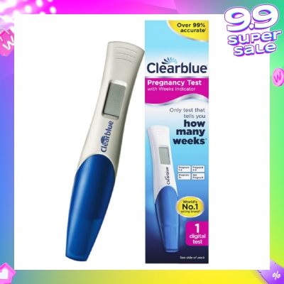CLEARBLUE Digital Pregnancy Test with Weeks Indicator (Over 99% Accurate + Clear Results in Words) 1s