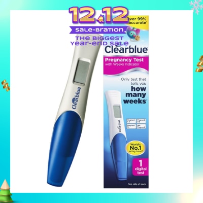 CLEARBLUE Digital Pregnancy Test with Weeks Indicator (Over 99% Accurate + Clear Results in Words) 1s