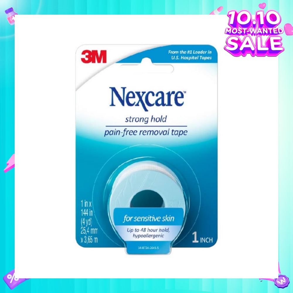 Strong Hold Pain Free Removal Tape Up to 48 Hour Hold Suitable for Sensitive Skin (25.4mm x 3.65m) 1s