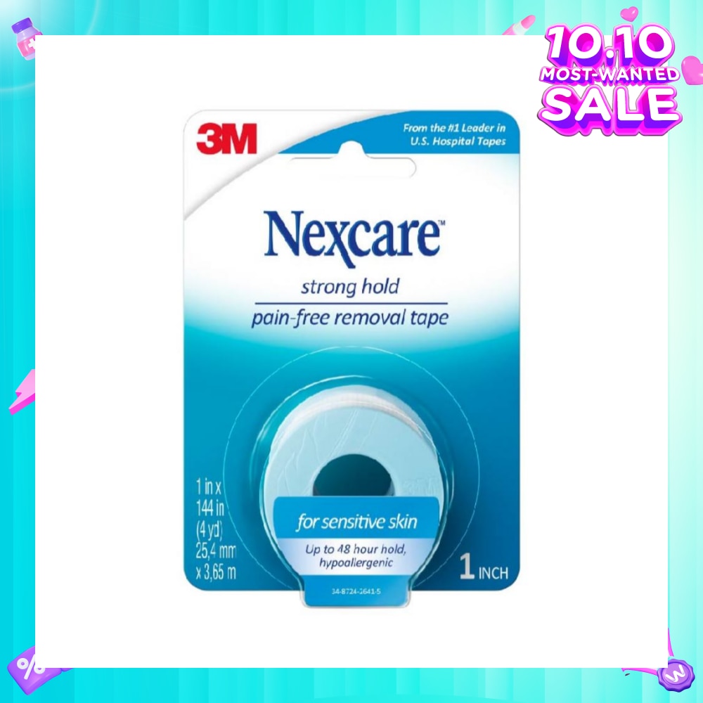 Strong Hold Pain Free Removal Tape Up to 48 Hour Hold Suitable for Sensitive Skin (25.4mm x 3.65m) 1s