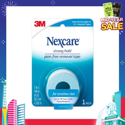 NEXCARE™ Strong Hold Pain Free Removal Tape Up to 48 Hour Hold Suitable for Sensitive Skin (25.4mm x 3.65m) 1s