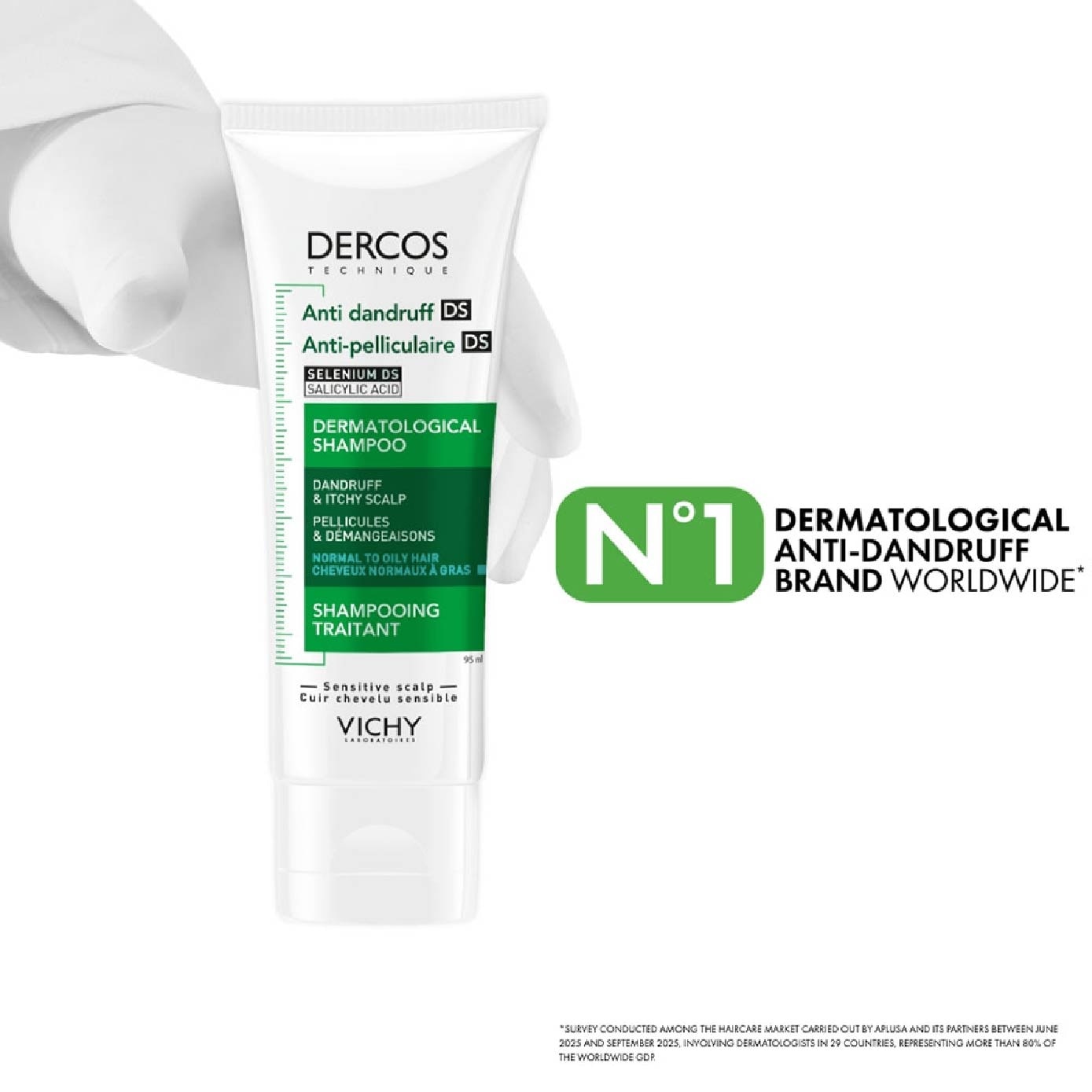 DERCOS Anti-Dandruff Normal to Oily Hair Shampoo 95ml image