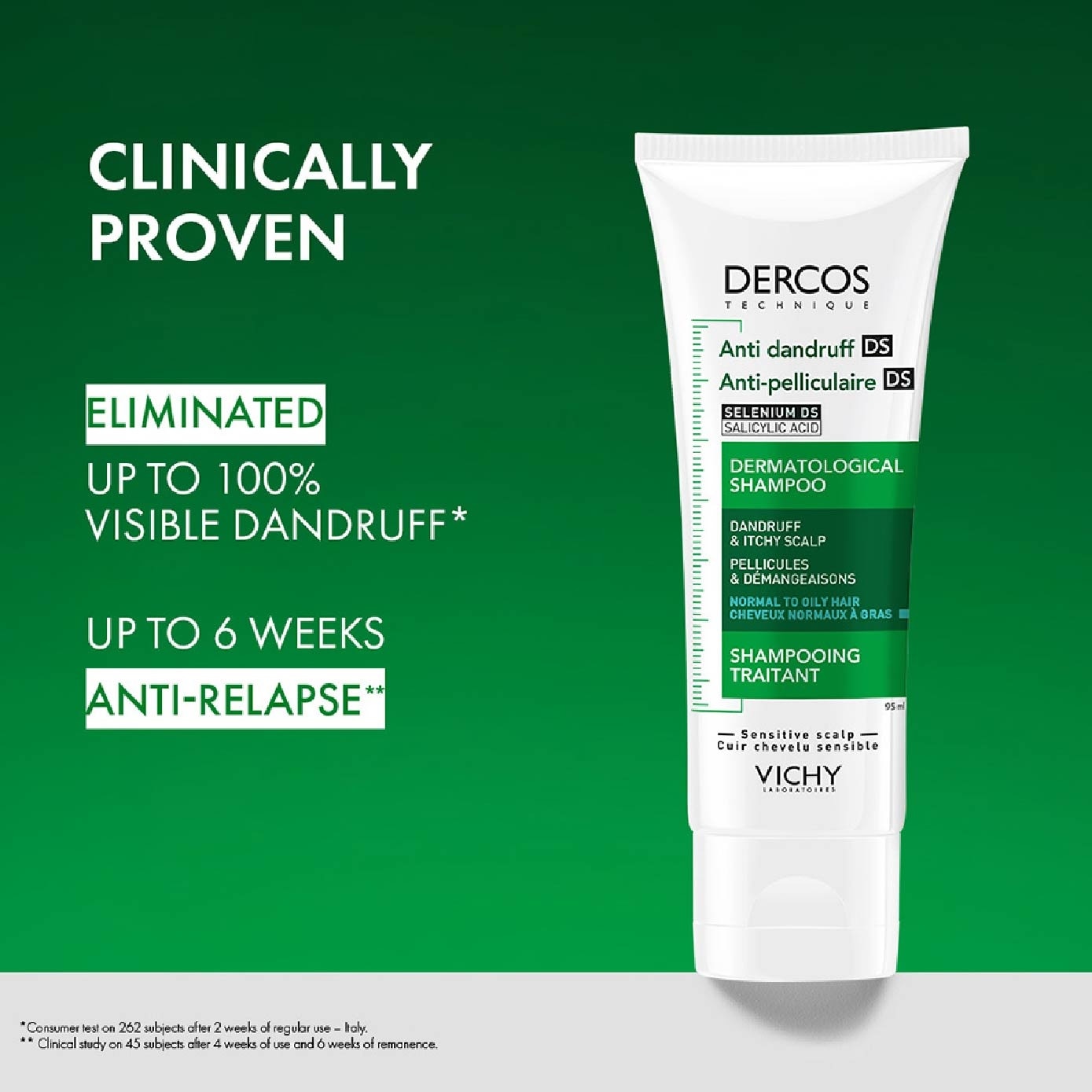 DERCOS Anti-Dandruff Normal to Oily Hair Shampoo 95ml image