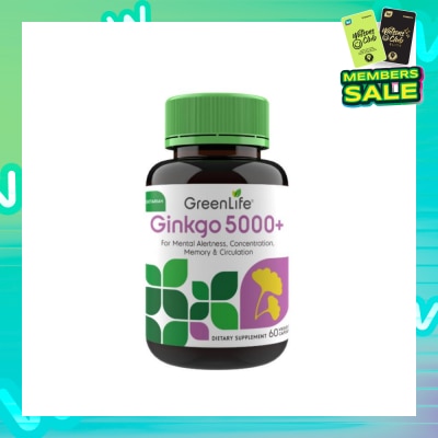 GREENLIFE Ginkgo 5000+ Dietry Supplement Veggie Capsule (For Mental Alertness) 60s