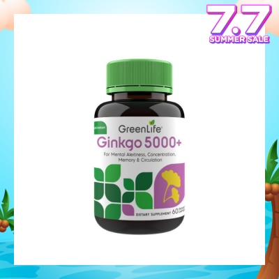 GREENLIFE Ginkgo 5000+ Dietry Supplement Veggie Capsule (For Mental Alertness) 60s