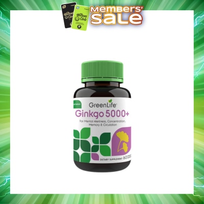 GREENLIFE - Ginkgo 5000+ Dietry Supplement Veggie Capsule (For Mental Alertness) 60s