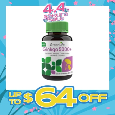 GREENLIFE - Ginkgo 5000+ Dietry Supplement Veggie Capsule (For Mental Alertness) 60s
