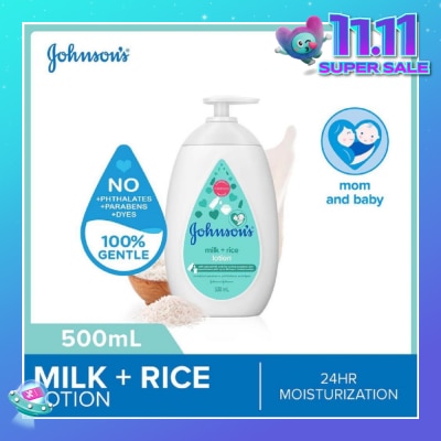 JOHNSON'S Baby Baby Milk + Rice Moisturizing Lotion 24H Moisturization (Nourishes Skin) 500ml