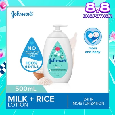 JOHNSON'S Baby Baby Milk + Rice Moisturizing Lotion 24H Moisturization (Nourishes Skin) 500ml