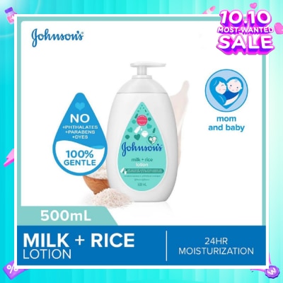 JOHNSON'S Baby Baby Milk + Rice Moisturizing Lotion 24H Moisturization (Nourishes Skin) 500ml