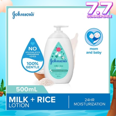 JOHNSON'S Baby Baby Milk + Rice Moisturizing Lotion 24H Moisturization (Nourishes Skin) 500ml