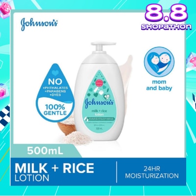 JOHNSON'S Baby Baby Milk + Rice Moisturizing Lotion 24H Moisturization (Nourishes Skin) 500ml