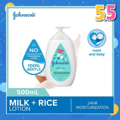 JOHNSON'S Baby Baby Milk + Rice Moisturizing Lotion 24H Moisturization (Nourishes Skin) 500ml