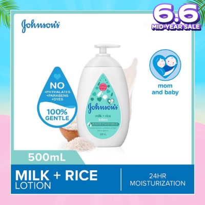 JOHNSON'S Baby Baby Milk + Rice Moisturizing Lotion 24H Moisturization (Nourishes Skin) 500ml