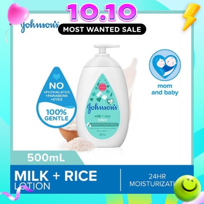 JOHNSON'S Baby Baby Milk + Rice Moisturizing Lotion 24H Moisturization (Nourishes Skin) 500ml image