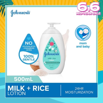 JOHNSON'S Baby Baby Milk + Rice Moisturizing Lotion 24H Moisturization (Nourishes Skin) 500ml