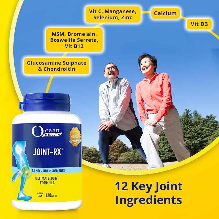 Joint-RX Caplet (Reduces Joint Ache & Discomfort, Promotes Mobility & Flexibility + 12 Key Nutrients such as Glucosamine, Chondroitin, MSM, Vit D3, Boswellia) 120s