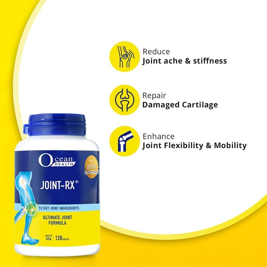 Joint-RX Caplet (Reduces Joint Ache & Discomfort, Promotes Mobility & Flexibility + 12 Key Nutrients such as Glucosamine, Chondroitin, MSM, Vit D3, Boswellia) 120s