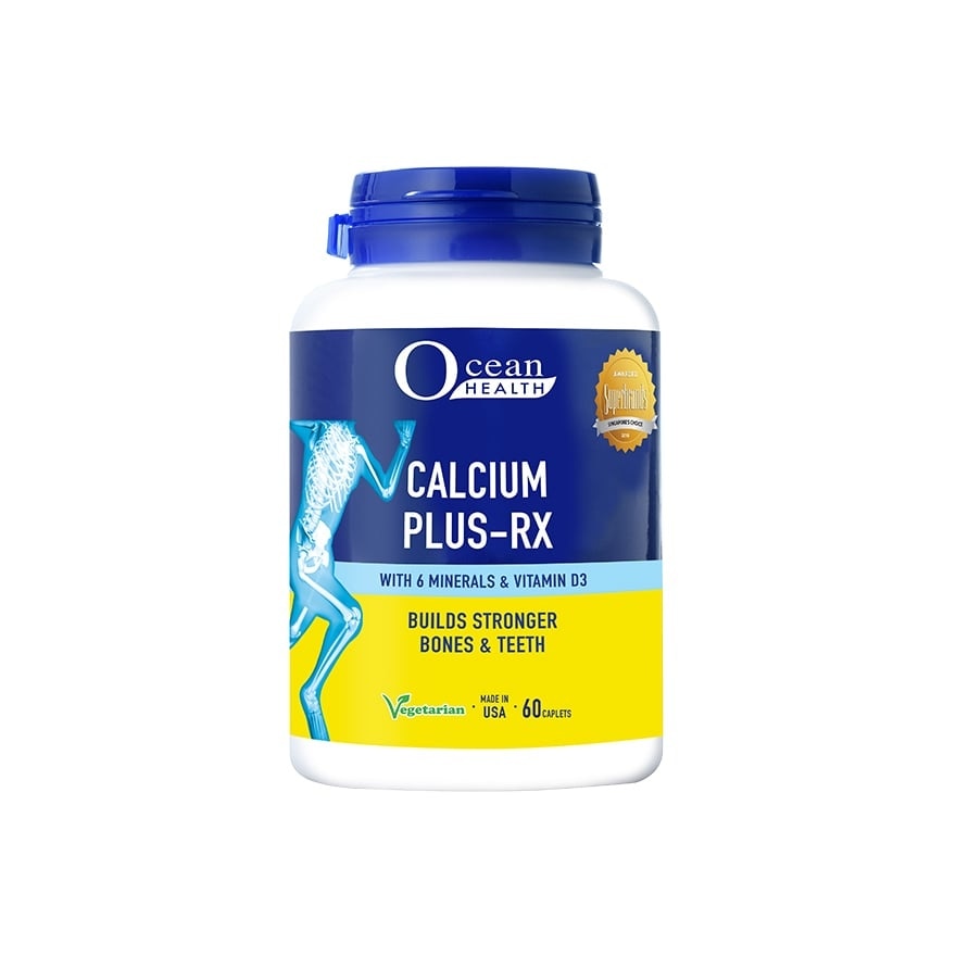 Calcium Plus-RX Caplet (Builds Strong Bones + With Vit D3 & 6 Minerals including Magnesium + Vegetarian) 60s