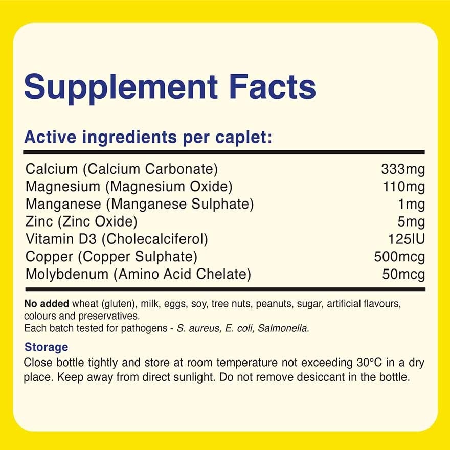 Calcium Plus-RX Caplet (Builds Strong Bones + With Vit D3 & 6 Minerals including Magnesium + Vegetarian) 60s