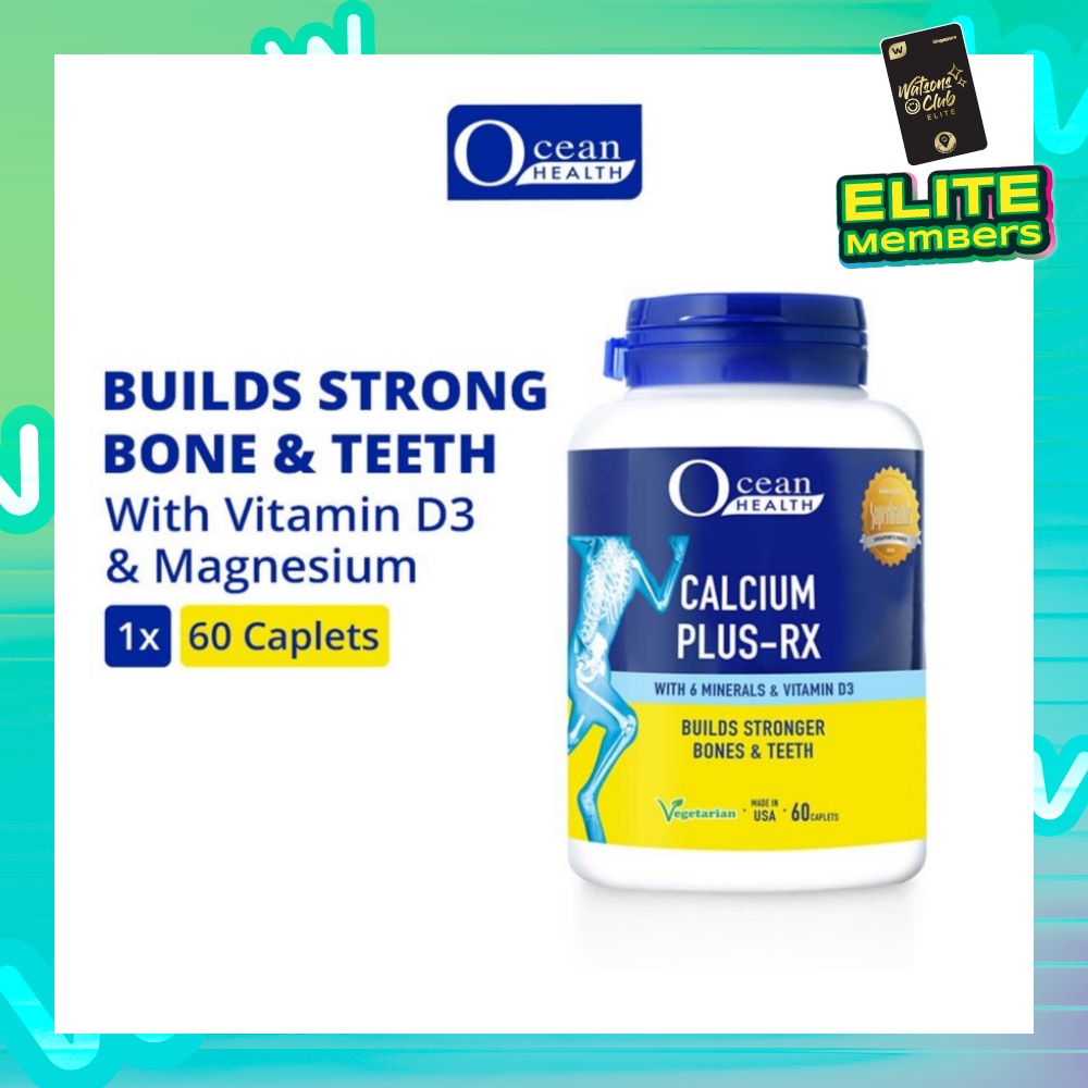 Calcium Plus-RX Caplet (Builds Strong Bones + With Vit D3 & 6 Minerals including Magnesium + Vegetarian) 60s