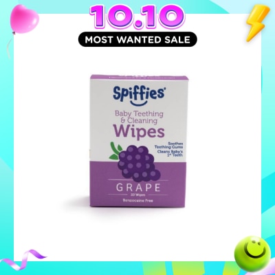 SPIFFIES Grape Xylitol Baby Teething And Cleaning Wipes 20s image