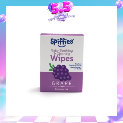 SPIFFIES - Grape Xylitol Baby Teething And Cleaning Wipes 20s