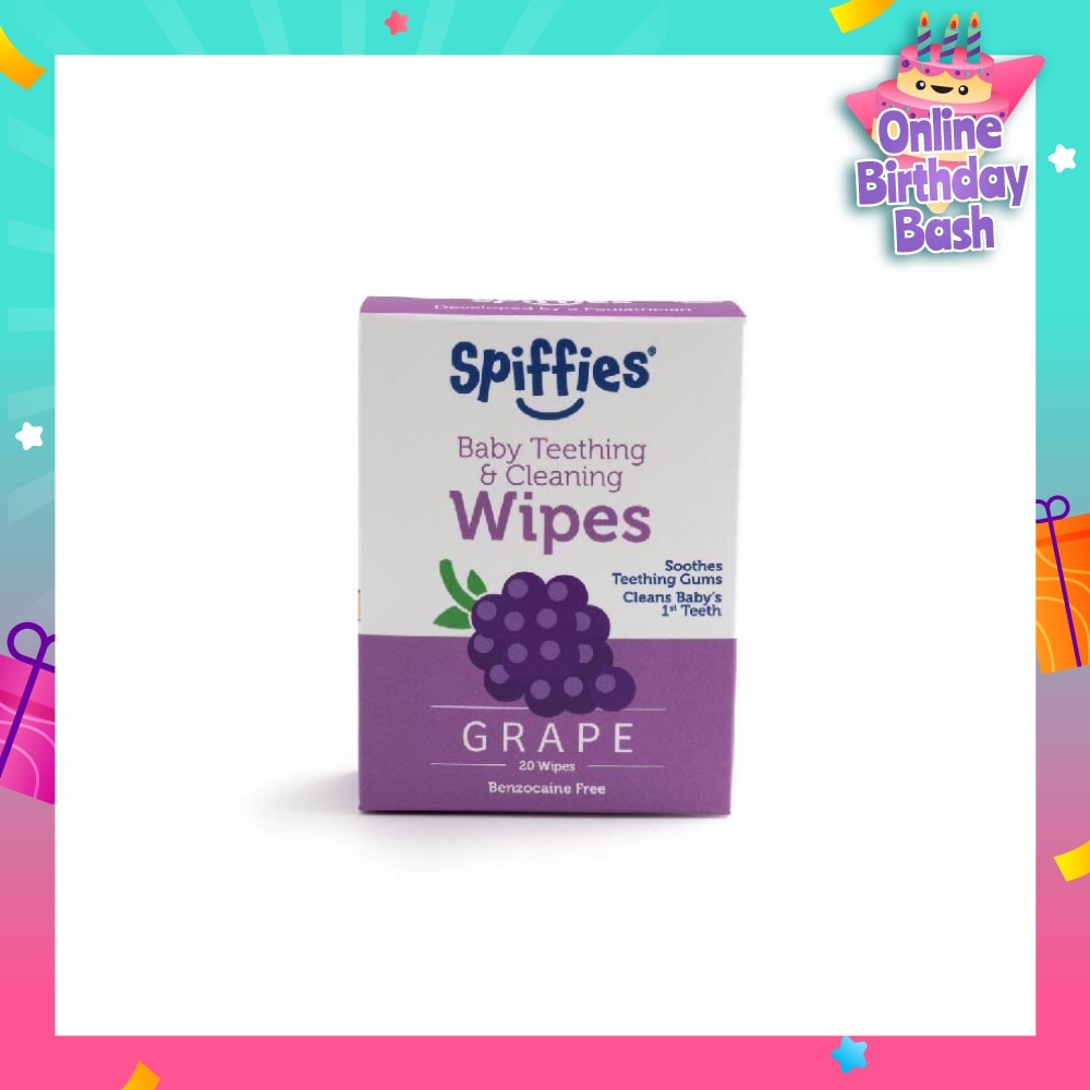 Grape Xylitol Baby Teething And Cleaning Wipes 20s