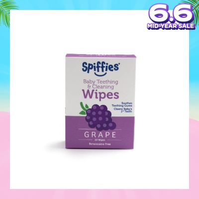 SPIFFIES Grape Xylitol Baby Teething And Cleaning Wipes 20s