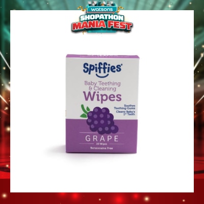 SPIFFIES - Grape Xylitol Baby Teething And Cleaning Wipes 20s