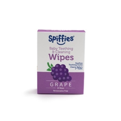 SPIFFIES Grape Xylitol Baby Teething And Cleaning Wipes 20s