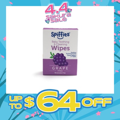 SPIFFIES - Grape Xylitol Baby Teething And Cleaning Wipes 20s