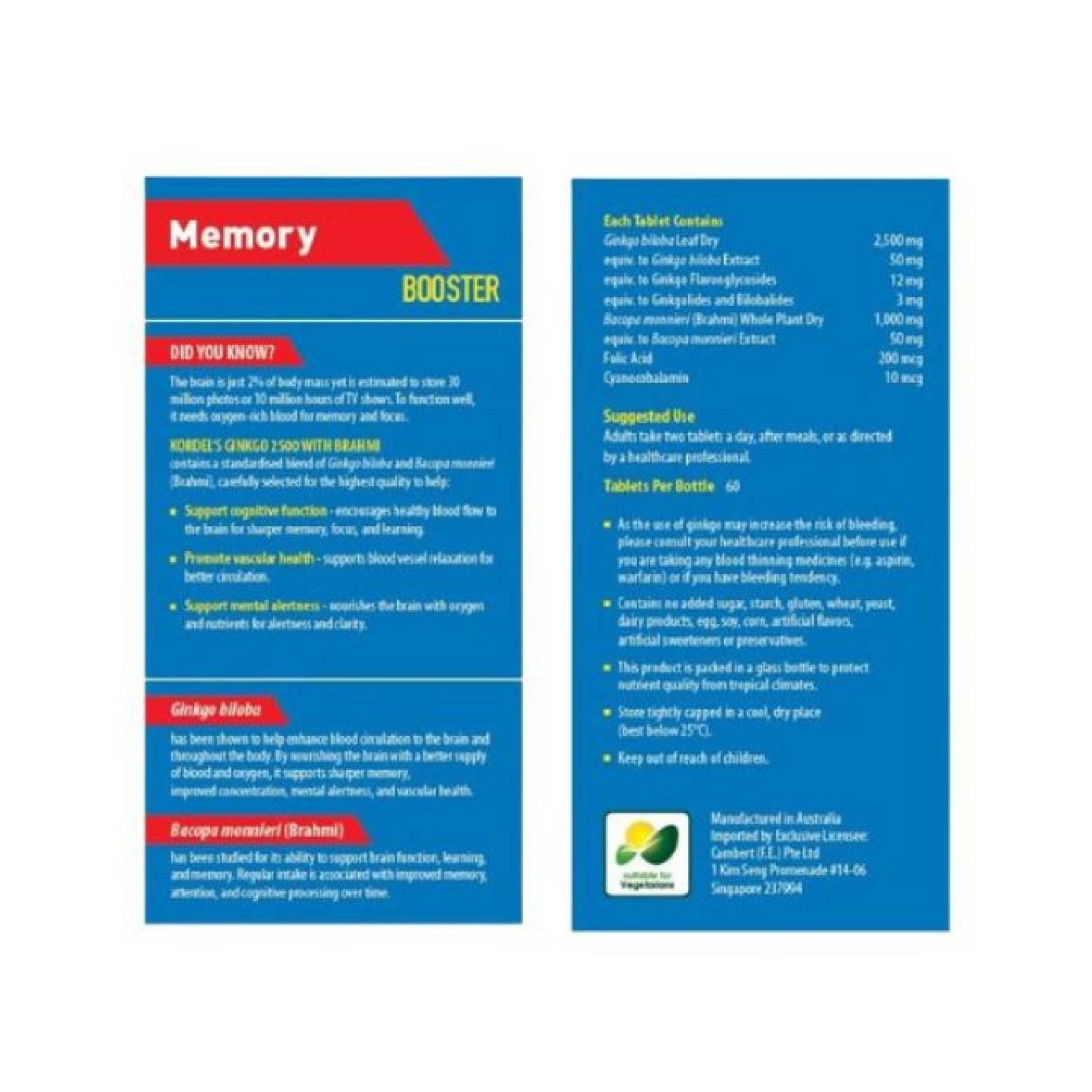 Ginkgo + Brahmi 2500 mg 60s
