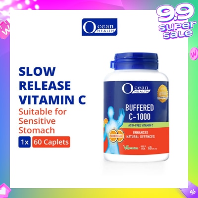 OCEAN HEALTH Buffered C-1000 Tablet (For Immunity + Slow Release Vitamin C + Vegetarian) 60s
