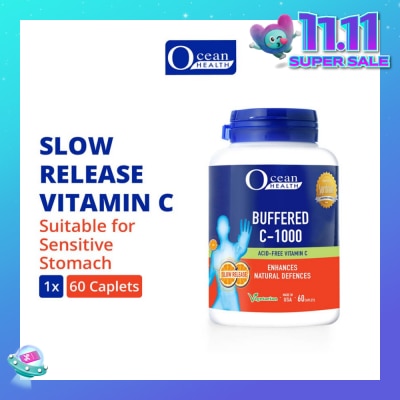 OCEAN HEALTH Buffered C-1000 Tablet (For Immunity + Slow Release Vitamin C + Vegetarian) 60s