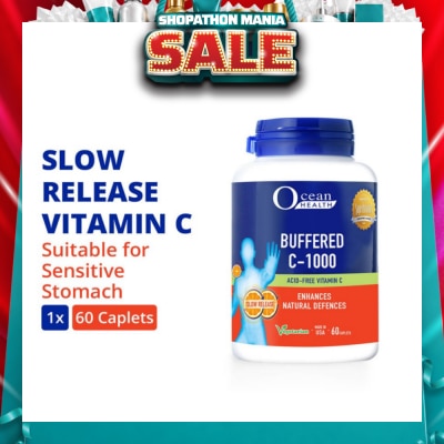 OCEAN HEALTH - Buffered C-1000 Tablet (For Immunity + Slow Release Vitamin C + Vegetarian) 60s