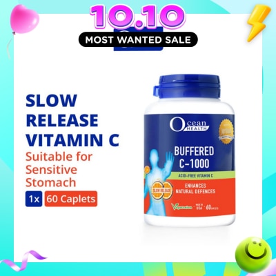 OCEAN HEALTH Buffered C 1000 Tablet (For Immunity + Slow Release Vitamin C + Vegetarian) 60s image