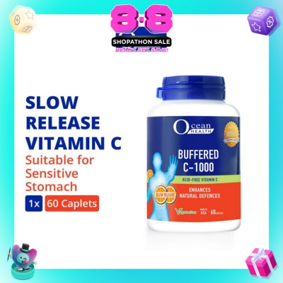 OCEAN HEALTH - Buffered C-1000 Tablet (For Immunity + Slow Release Vitamin C + Vegetarian) 60s