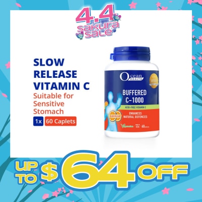 OCEAN HEALTH - Buffered C-1000 Tablet (For Immunity + Slow Release Vitamin C + Vegetarian) 60s