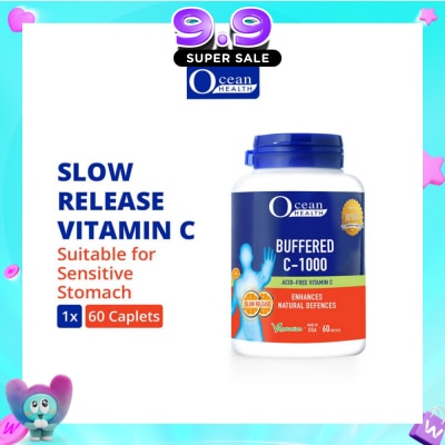 OCEAN HEALTH - Buffered C-1000 Tablet (For Immunity + Slow Release Vitamin C + Vegetarian) 60s image