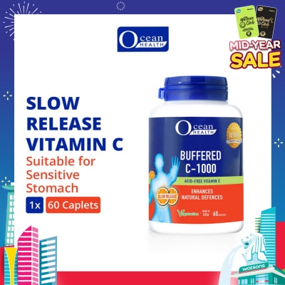 OCEAN HEALTH Buffered C-1000 Tablet (For Immunity + Slow Release Vitamin C + Vegetarian) 60s