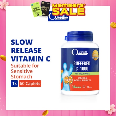 OCEAN HEALTH Buffered C-1000 Tablet (For Immunity + Slow Release Vitamin C + Vegetarian) 60s